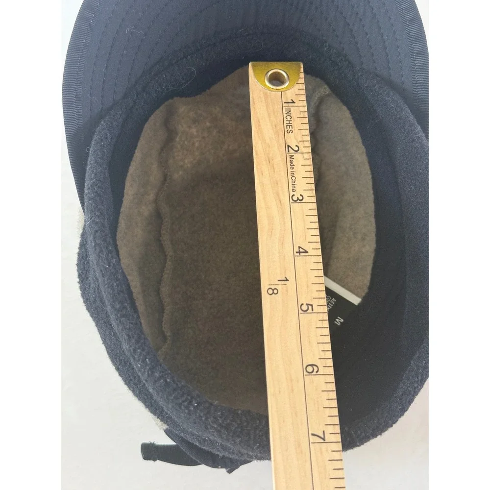 Vtg Patagonia Synchilla Duckbill Cap Size M Tan Black Neck Flap 5 Panel Hat Gorp